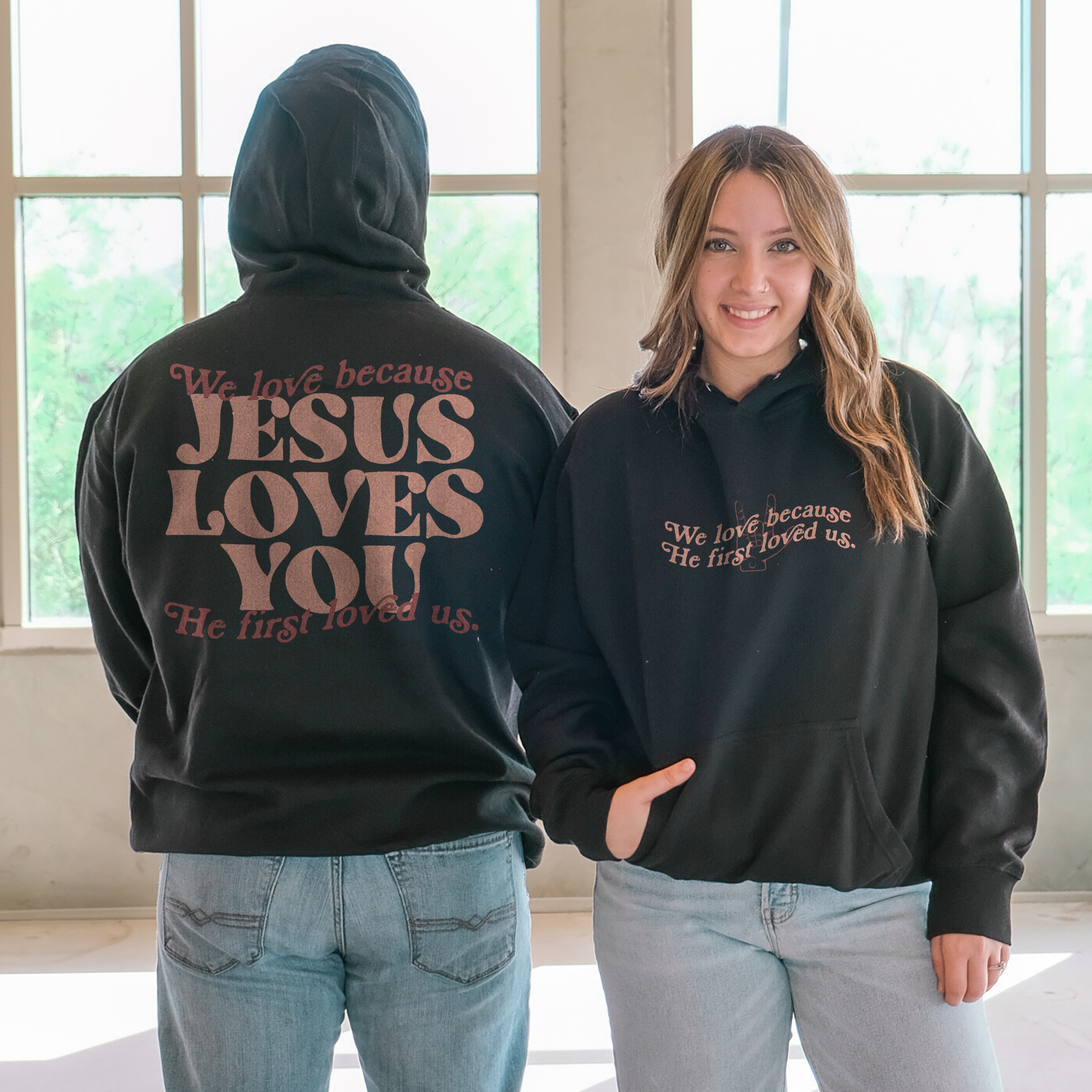 Jesus Loves You Pullover Hoodie - Black
