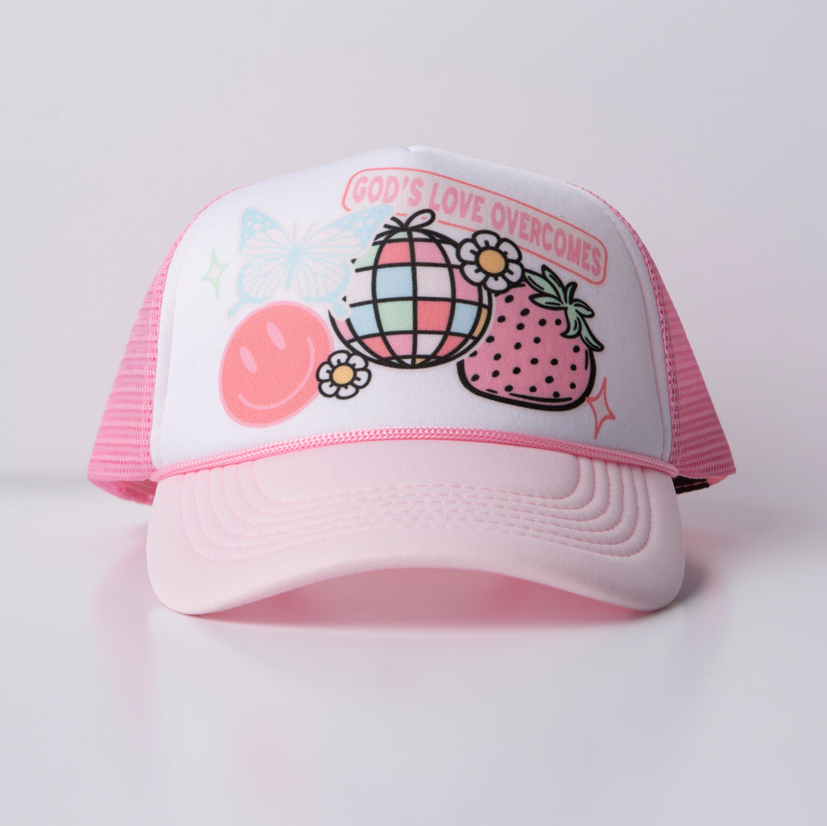 God Is Good Pink Floral Patch Trucker Hat Cap with Floral Chain il_fullxfull.6435348675_dlhz.jpg main image 4