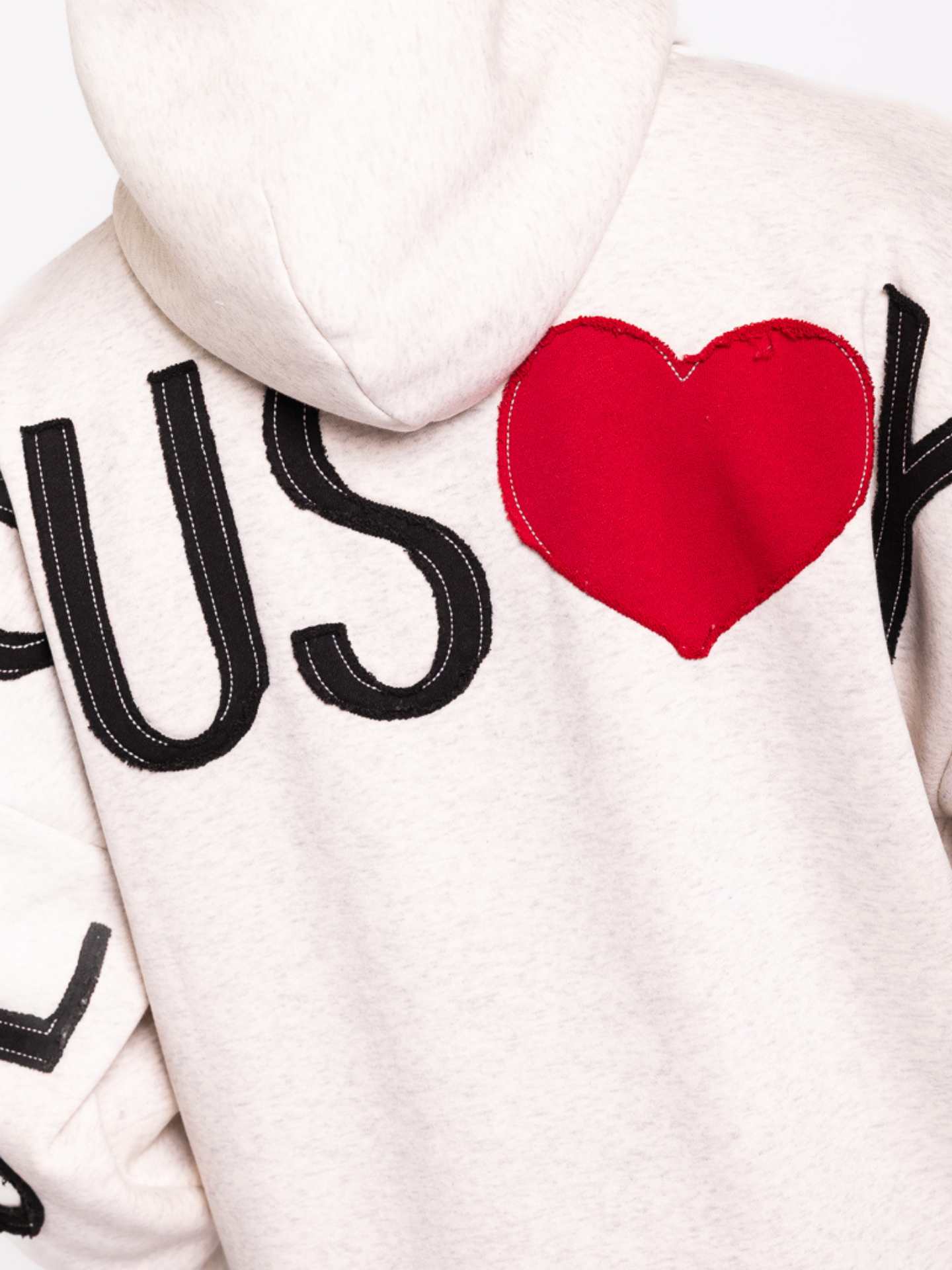 Kingdom Essential Patchwork Hoodie - Jesus Loves You Oatmeal