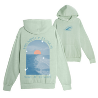 His Mercy Flows Wave After Wave Pullover Hoodie - Oil Green
