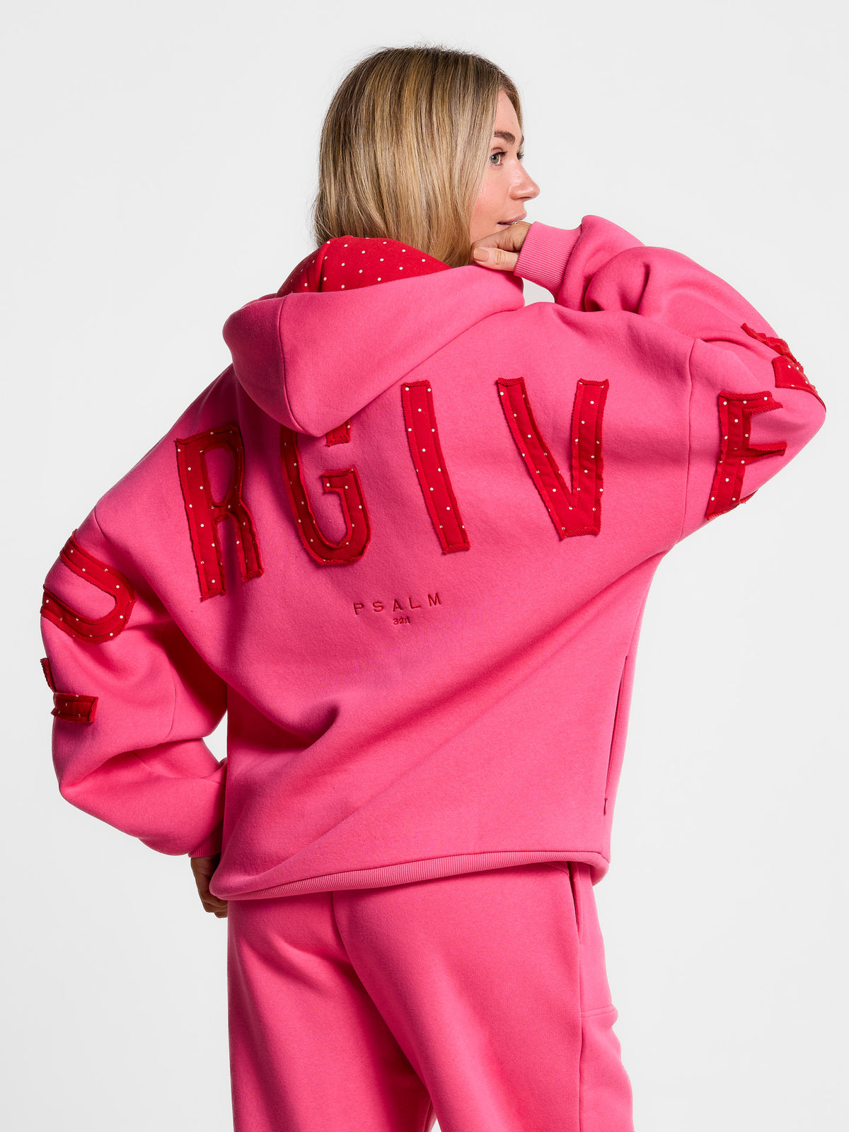 Forgiven - Red Polkadot Patch - Hot Pink