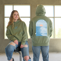 His Mercy Flows Wave After Wave Pullover Hoodie - Oil Green